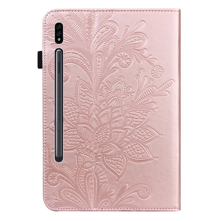 Lace Flower Embossing Pattern Leather Tablet Case For Samsung Galaxy Tab S8(Gold) by buy2fix