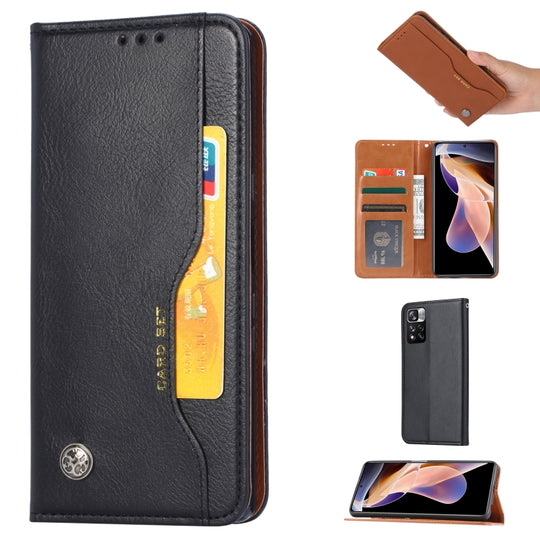 For Xiaomi Redmi Note 11S / Note 11 4G Global Knead Skin Texture Horizontal Flip Leather Case(Black)
