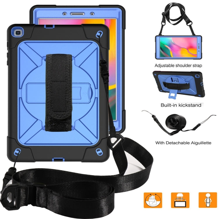 For Galaxy Tab A 8.0 (2019) T290 Contrast Color Silicone + PC Combination Case with Holder(Black + Blue) - Tab A 8.0 & S Pen (2019) P200/P205 by buy2fix | Online Shopping UK | buy2fix