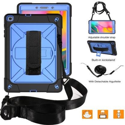 For Galaxy Tab A 8.0 (2019) T290 Contrast Color Silicone + PC Combination Case with Holder(Black + Blue) - Tab A 8.0 & S Pen (2019) P200/P205 by buy2fix | Online Shopping UK | buy2fix