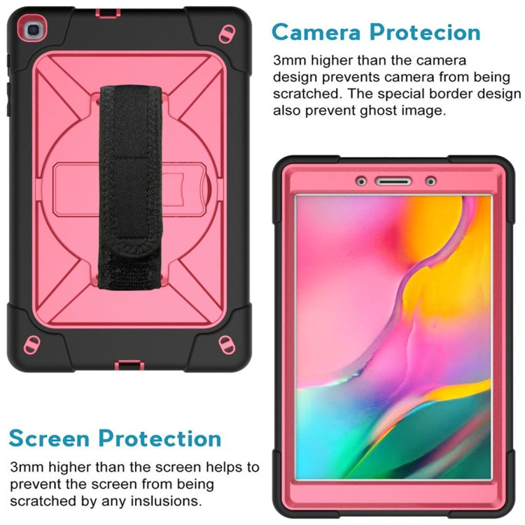 For Galaxy Tab A 8.0 (2019) T290 Contrast Color Silicone + PC Combination Case with Holder(Black + Rose Red) - Tab A 8.0 & S Pen (2019) P200/P205 by buy2fix | Online Shopping UK | buy2fix