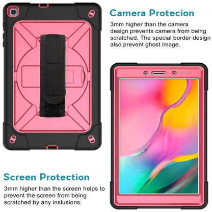 For Galaxy Tab A 8.0 (2019) T290 Contrast Color Silicone + PC Combination Case with Holder(Black + Rose Red) - Tab A 8.0 & S Pen (2019) P200/P205 by buy2fix | Online Shopping UK | buy2fix