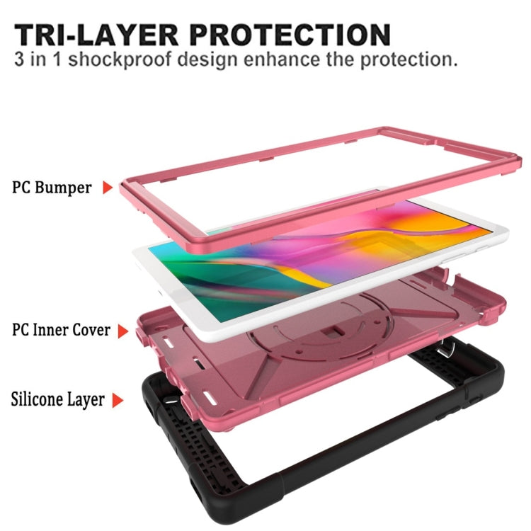 For Galaxy Tab A 8.0 (2019) T290 Contrast Color Silicone + PC Combination Case with Holder(Black + Rose Red) - Tab A 8.0 & S Pen (2019) P200/P205 by buy2fix | Online Shopping UK | buy2fix