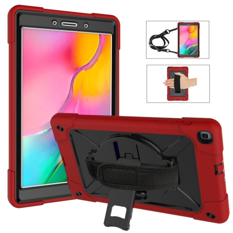 For Galaxy Tab A 8.0 (2019) T290 Contrast Color Silicone + PC Combination Case with Holder(Red + Black) - Tab A 8.0 & S Pen (2019) P200/P205 by buy2fix | Online Shopping UK | buy2fix