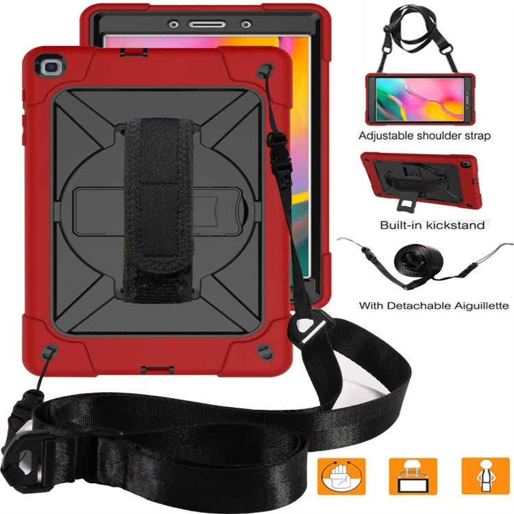 For Galaxy Tab A 8.0 (2019) T290 Contrast Color Silicone + PC Combination Case with Holder(Red + Black) - Tab A 8.0 & S Pen (2019) P200/P205 by buy2fix | Online Shopping UK | buy2fix