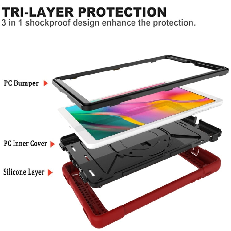 For Galaxy Tab A 8.0 (2019) T290 Contrast Color Silicone + PC Combination Case with Holder(Red + Black) - Tab A 8.0 & S Pen (2019) P200/P205 by buy2fix | Online Shopping UK | buy2fix