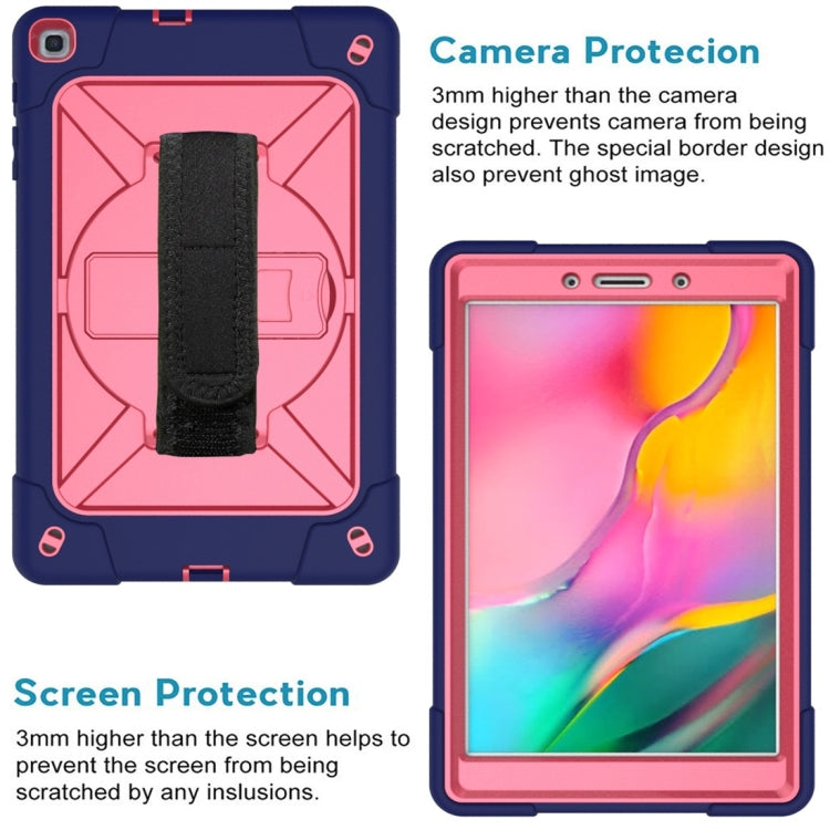For Galaxy Tab A 8.0 (2019) T290 Contrast Color Silicone + PC Combination Case with Holder(Navy Blue + Rose Red) - Tab A 8.0 & S Pen (2019) P200/P205 by buy2fix | Online Shopping UK | buy2fix