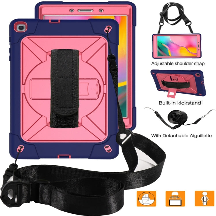 For Galaxy Tab A 8.0 (2019) T290 Contrast Color Silicone + PC Combination Case with Holder(Navy Blue + Rose Red) - Tab A 8.0 & S Pen (2019) P200/P205 by buy2fix | Online Shopping UK | buy2fix
