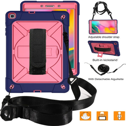 For Galaxy Tab A 8.0 (2019) T290 Contrast Color Silicone + PC Combination Case with Holder(Navy Blue + Rose Red) - Tab A 8.0 & S Pen (2019) P200/P205 by buy2fix | Online Shopping UK | buy2fix