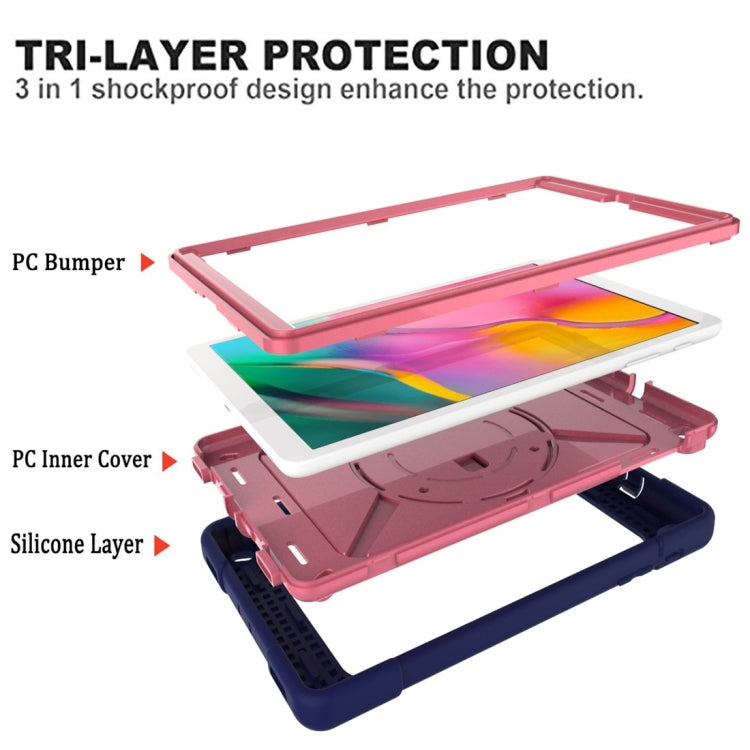 For Galaxy Tab A 8.0 (2019) T290 Contrast Color Silicone + PC Combination Case with Holder(Navy Blue + Rose Red) - Tab A 8.0 & S Pen (2019) P200/P205 by buy2fix | Online Shopping UK | buy2fix