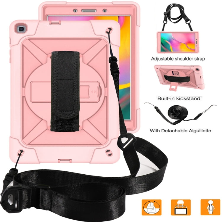 For Galaxy Tab A 8.0 (2019) T290 Contrast Color Silicone + PC Combination Case with Holder(Rose Gold) - Tab A 8.0 & S Pen (2019) P200/P205 by buy2fix | Online Shopping UK | buy2fix