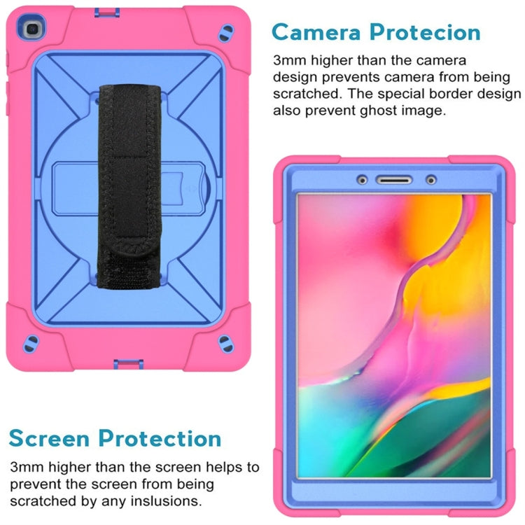 For Galaxy Tab A 8.0 (2019) T290 Contrast Color Silicone + PC Combination Case with Holder(Rose Red + Blue) - Tab A 8.0 & S Pen (2019) P200/P205 by buy2fix | Online Shopping UK | buy2fix