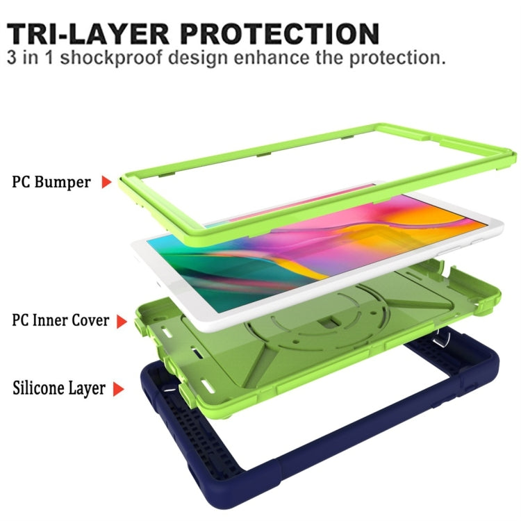 For Galaxy Tab A 8.0 (2019) T290 Contrast Color Silicone + PC Combination Case with Holder(Navy Blue + Olivine) - Tab A 8.0 & S Pen (2019) P200/P205 by buy2fix | Online Shopping UK | buy2fix