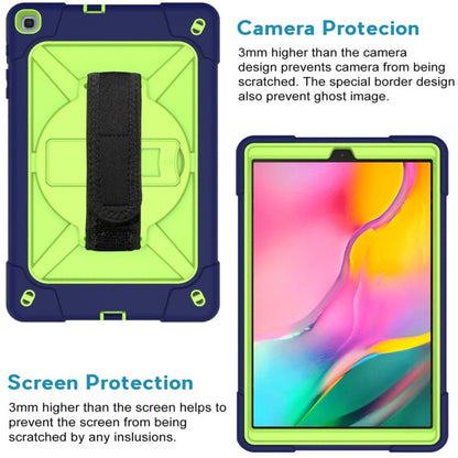 For Galaxy Tab A 10.1 (2019) T510 Contrast Color Silicone + PC Combination Case with Holder(Navy Blue + Olivine) - Tab A 8.0 & S Pen (2019) P200/P205 by buy2fix | Online Shopping UK | buy2fix