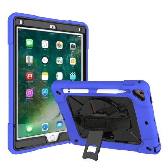 For iPad 9.7 Contrast Color Silicone + PC Combination Case with Holder(Dark Blue + Black) - iPad 9.7 (2018) & (2017) Cases by buy2fix | Online Shopping UK | buy2fix