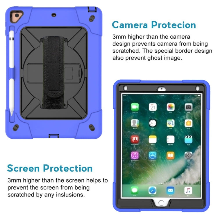 For iPad 9.7 Contrast Color Silicone + PC Combination Case with Holder(Dark Blue + Black) - iPad 9.7 (2018) & (2017) Cases by buy2fix | Online Shopping UK | buy2fix
