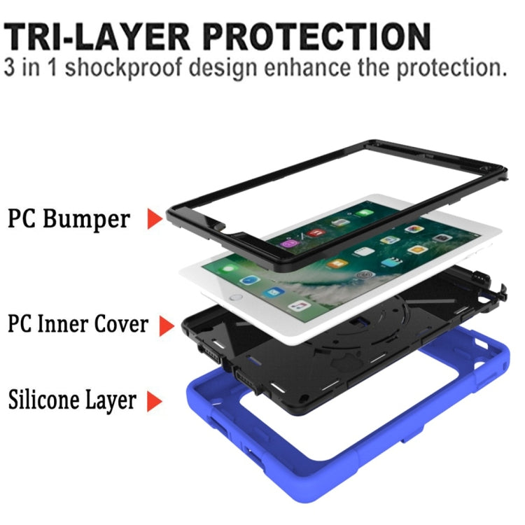 For iPad 9.7 Contrast Color Silicone + PC Combination Case with Holder(Dark Blue + Black) - iPad 9.7 (2018) & (2017) Cases by buy2fix | Online Shopping UK | buy2fix