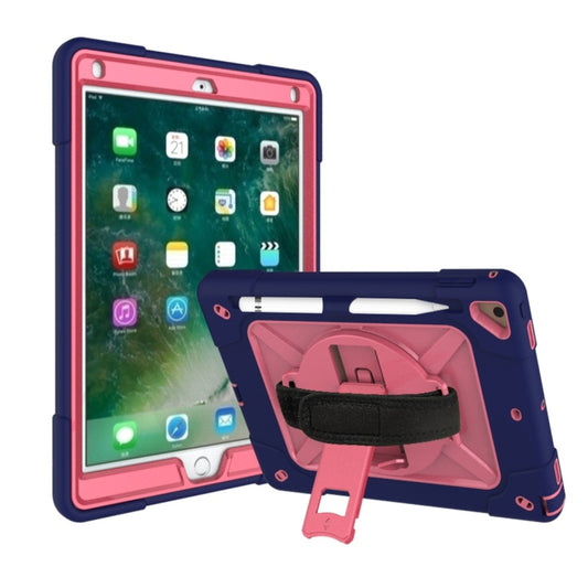 For iPad 9.7 Contrast Color Silicone + PC Combination Case with Holder(Navy Blue + Rose Red) - iPad 9.7 (2018) & (2017) Cases by buy2fix | Online Shopping UK | buy2fix