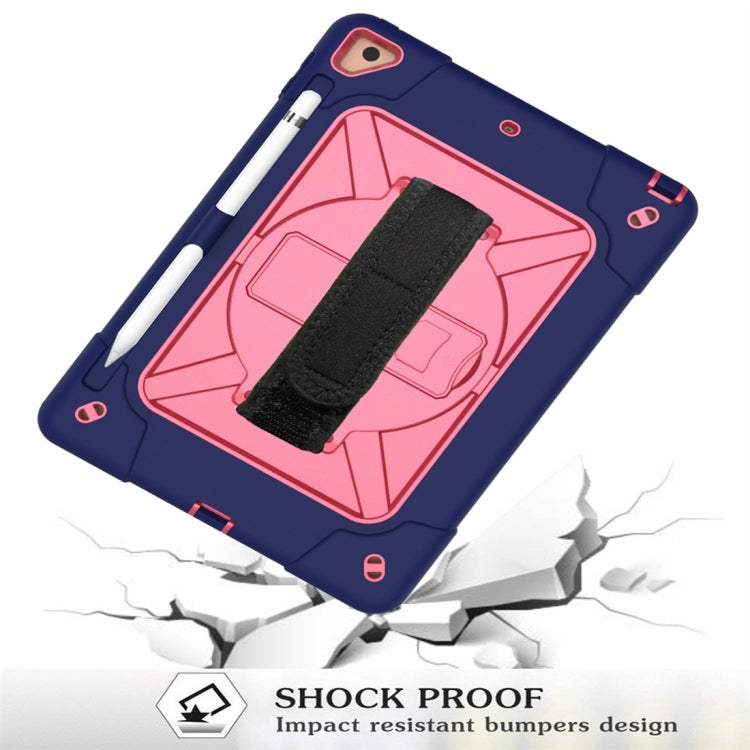 For iPad 9.7 Contrast Color Silicone + PC Combination Case with Holder(Navy Blue + Rose Red) - iPad 9.7 (2018) & (2017) Cases by buy2fix | Online Shopping UK | buy2fix