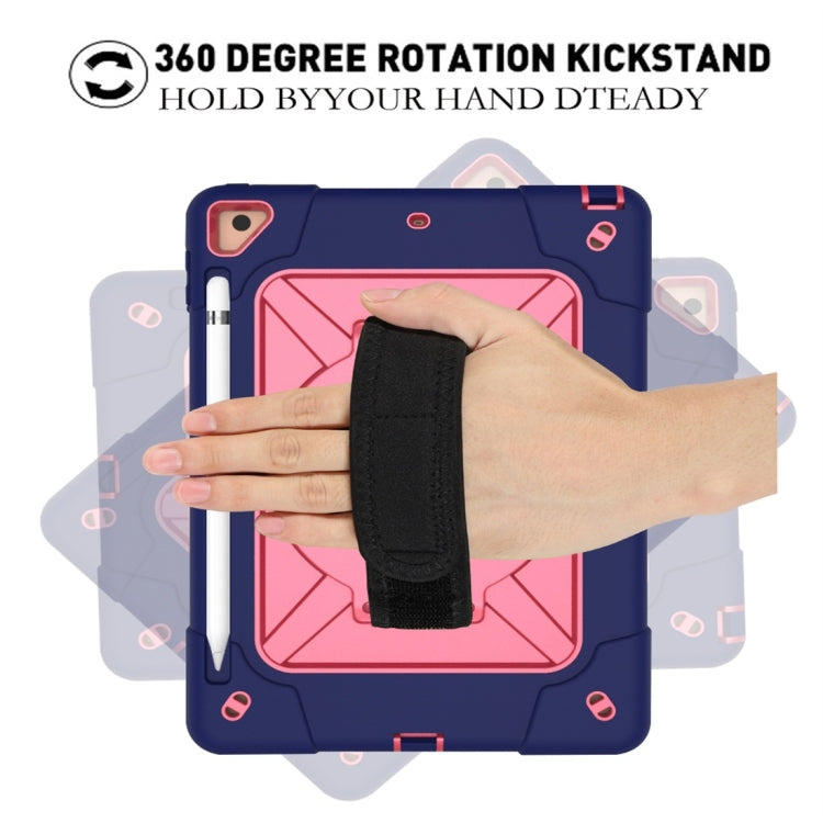 For iPad 9.7 Contrast Color Silicone + PC Combination Case with Holder(Navy Blue + Rose Red) - iPad 9.7 (2018) & (2017) Cases by buy2fix | Online Shopping UK | buy2fix