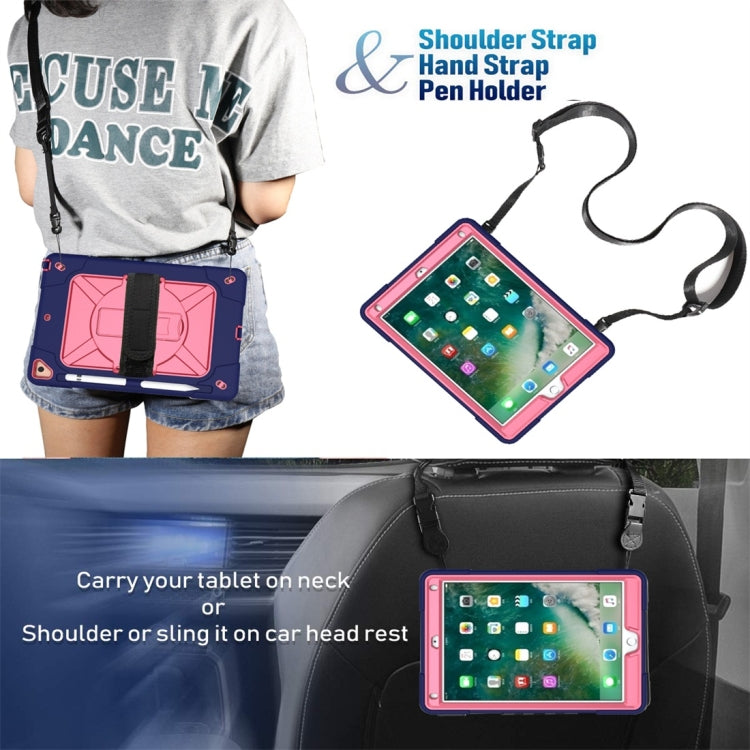 For iPad 9.7 Contrast Color Silicone + PC Combination Case with Holder(Navy Blue + Rose Red) - iPad 9.7 (2018) & (2017) Cases by buy2fix | Online Shopping UK | buy2fix