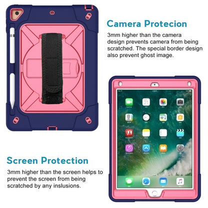 For iPad 9.7 Contrast Color Silicone + PC Combination Case with Holder(Navy Blue + Rose Red) - iPad 9.7 (2018) & (2017) Cases by buy2fix | Online Shopping UK | buy2fix