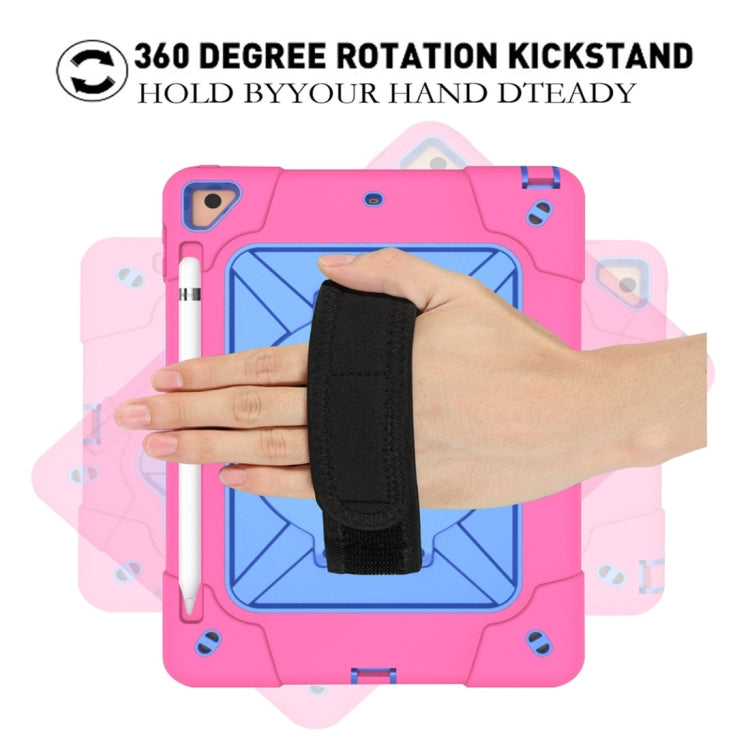 For iPad 9.7 Contrast Color Silicone + PC Combination Case with Holder(Rose Red + Blue) - iPad 9.7 (2018) & (2017) Cases by buy2fix | Online Shopping UK | buy2fix