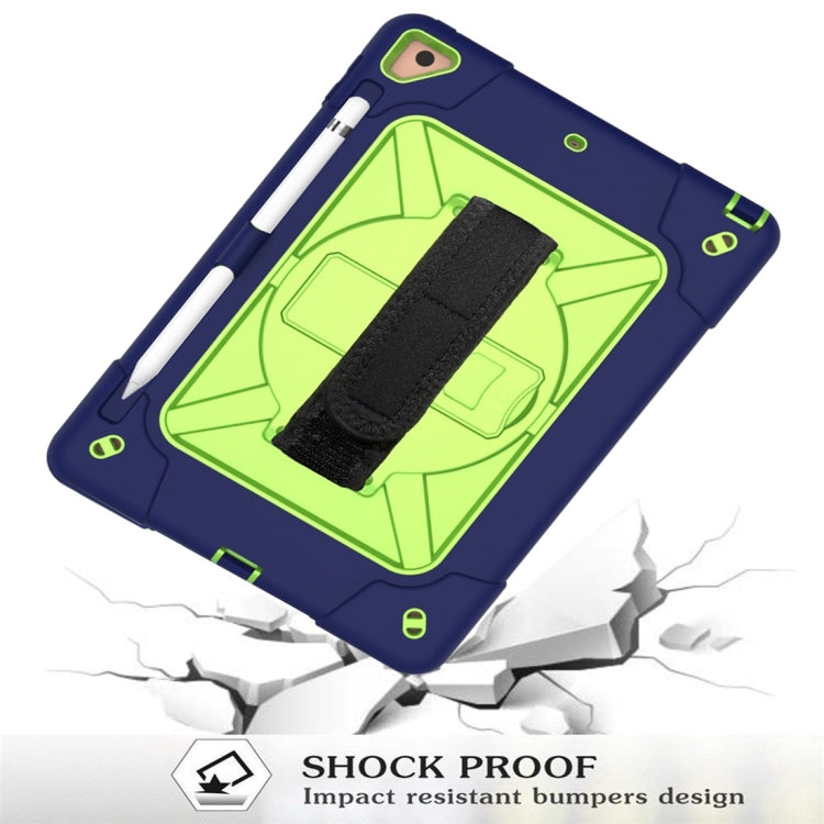 For iPad 9.7 Contrast Color Silicone + PC Combination Case with Holder(Navy Blue + Olivine) - iPad 9.7 (2018) & (2017) Cases by buy2fix | Online Shopping UK | buy2fix