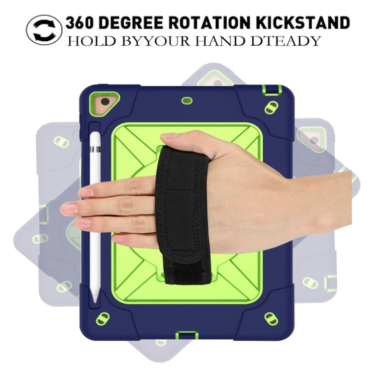 For iPad 9.7 Contrast Color Silicone + PC Combination Case with Holder(Navy Blue + Olivine) - iPad 9.7 (2018) & (2017) Cases by buy2fix | Online Shopping UK | buy2fix