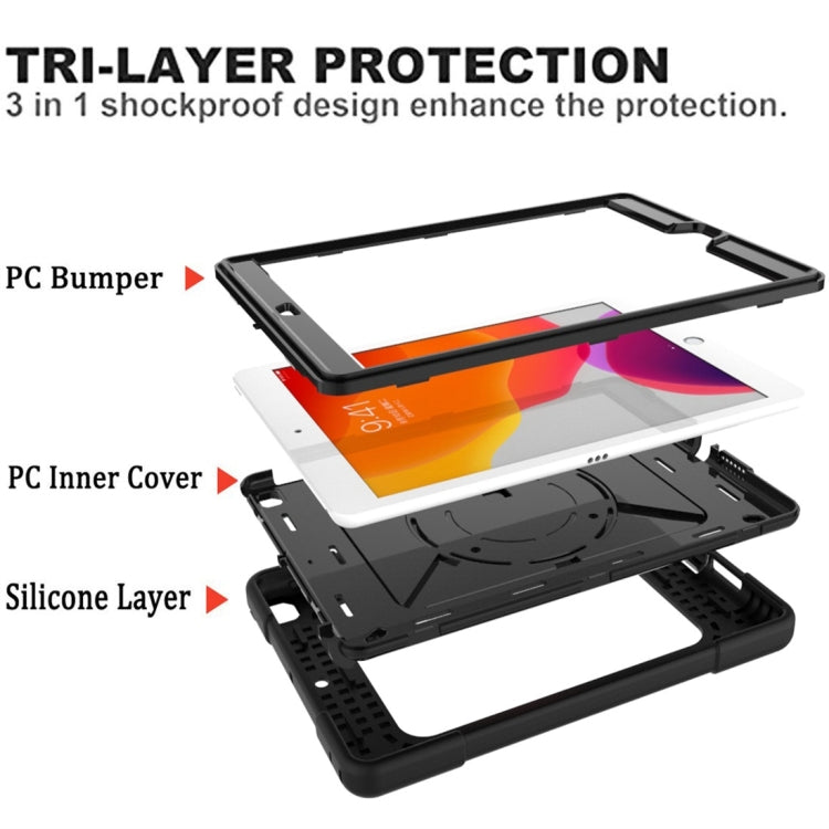 For iPad 10.2 Contrast Color Silicone + PC Combination Case with Holder(Black) - iPad 10.2 Cases by buy2fix | Online Shopping UK | buy2fix