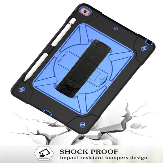 For iPad 10.2 Contrast Color Silicone + PC Combination Case with Holder(Black + Blue) - iPad 10.2 Cases by buy2fix | Online Shopping UK | buy2fix