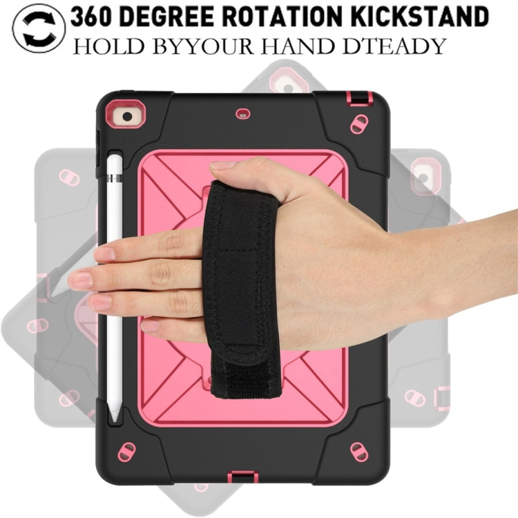For iPad 10.2 Contrast Color Silicone + PC Combination Case with Holder(Black + Rose Red) - iPad 10.2 Cases by buy2fix | Online Shopping UK | buy2fix