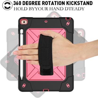 For iPad 10.2 Contrast Color Silicone + PC Combination Case with Holder(Black + Rose Red) - iPad 10.2 Cases by buy2fix | Online Shopping UK | buy2fix