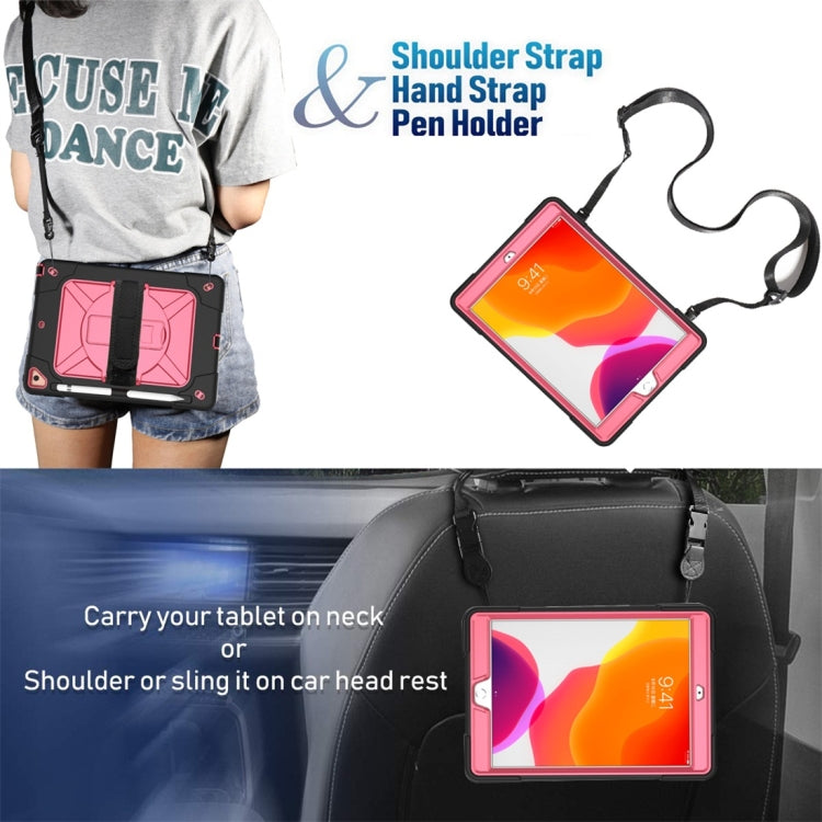 For iPad 10.2 Contrast Color Silicone + PC Combination Case with Holder(Black + Rose Red) - iPad 10.2 Cases by buy2fix | Online Shopping UK | buy2fix