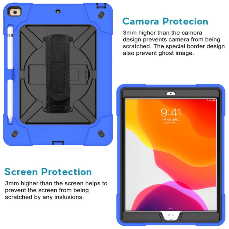 For iPad 10.2 Contrast Color Silicone + PC Combination Case with Holder(Dark Blue + Black) - iPad 10.2 Cases by buy2fix | Online Shopping UK | buy2fix