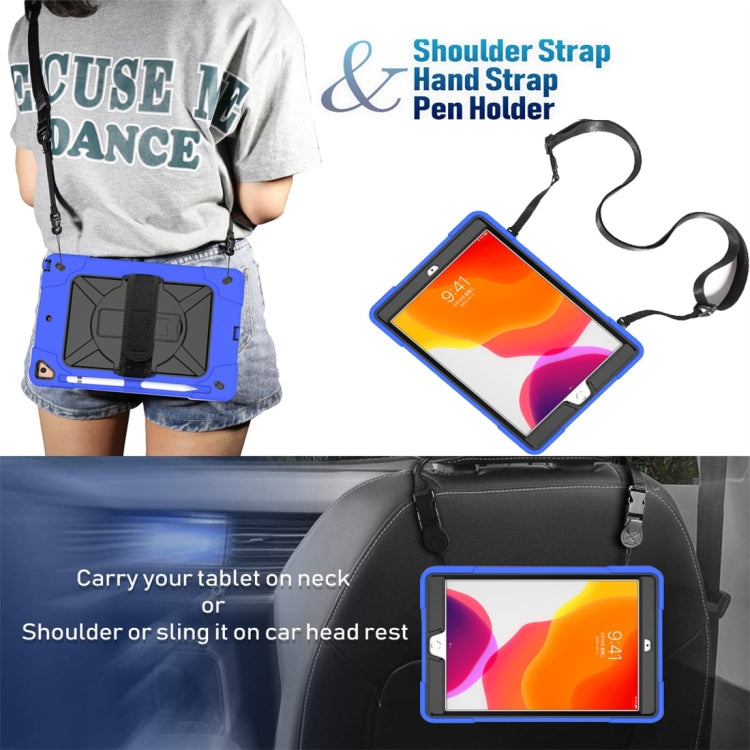 For iPad 10.2 Contrast Color Silicone + PC Combination Case with Holder(Dark Blue + Black) - iPad 10.2 Cases by buy2fix | Online Shopping UK | buy2fix