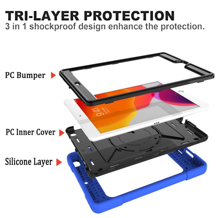 For iPad 10.2 Contrast Color Silicone + PC Combination Case with Holder(Dark Blue + Black) - iPad 10.2 Cases by buy2fix | Online Shopping UK | buy2fix
