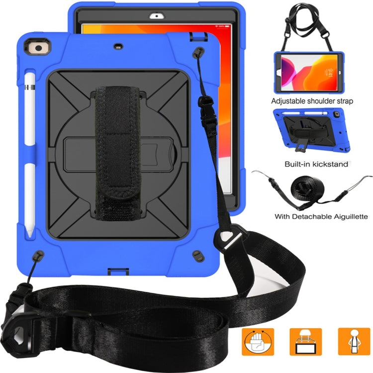 For iPad 10.2 Contrast Color Silicone + PC Combination Case with Holder(Dark Blue + Black) - iPad 10.2 Cases by buy2fix | Online Shopping UK | buy2fix