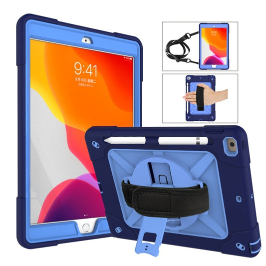 For iPad 10.2 Contrast Color Silicone + PC Combination Case with Holder(Navy Blue + Blue) - iPad 10.2 Cases by buy2fix | Online Shopping UK | buy2fix