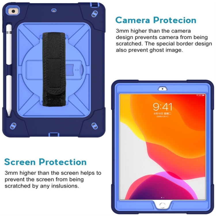 For iPad 10.2 Contrast Color Silicone + PC Combination Case with Holder(Navy Blue + Blue) - iPad 10.2 Cases by buy2fix | Online Shopping UK | buy2fix