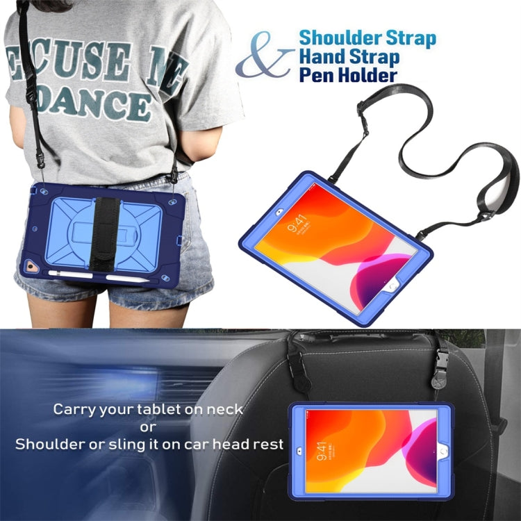For iPad 10.2 Contrast Color Silicone + PC Combination Case with Holder(Navy Blue + Blue) - iPad 10.2 Cases by buy2fix | Online Shopping UK | buy2fix