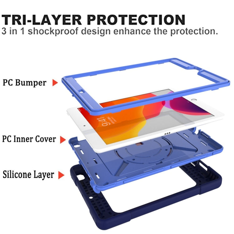 For iPad 10.2 Contrast Color Silicone + PC Combination Case with Holder(Navy Blue + Blue) - iPad 10.2 Cases by buy2fix | Online Shopping UK | buy2fix