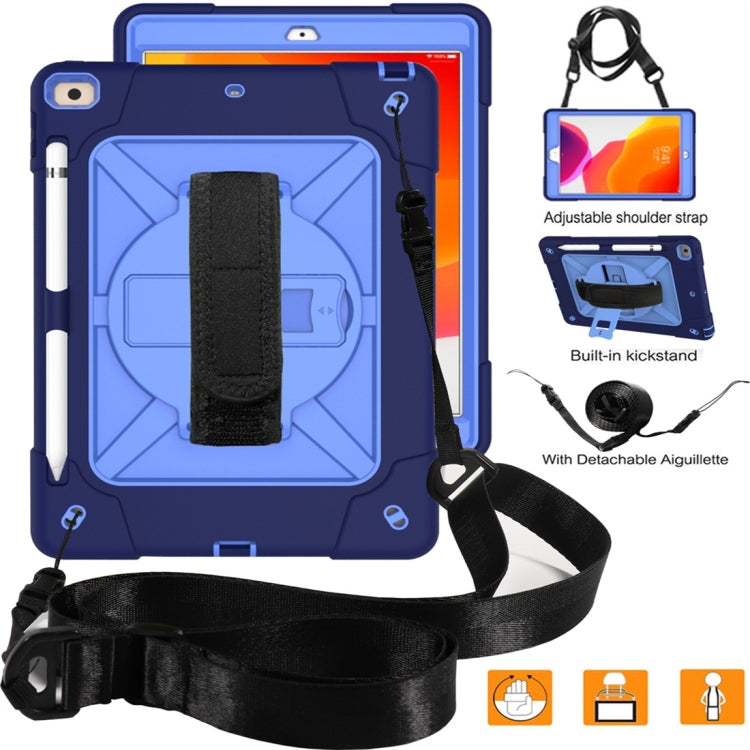 For iPad 10.2 Contrast Color Silicone + PC Combination Case with Holder(Navy Blue + Blue) - iPad 10.2 Cases by buy2fix | Online Shopping UK | buy2fix