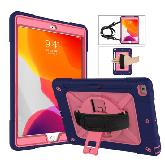 For iPad 10.2 Contrast Color Silicone + PC Combination Case with Holder(Navy Blue + Rose Red) - iPad 10.2 Cases by buy2fix | Online Shopping UK | buy2fix