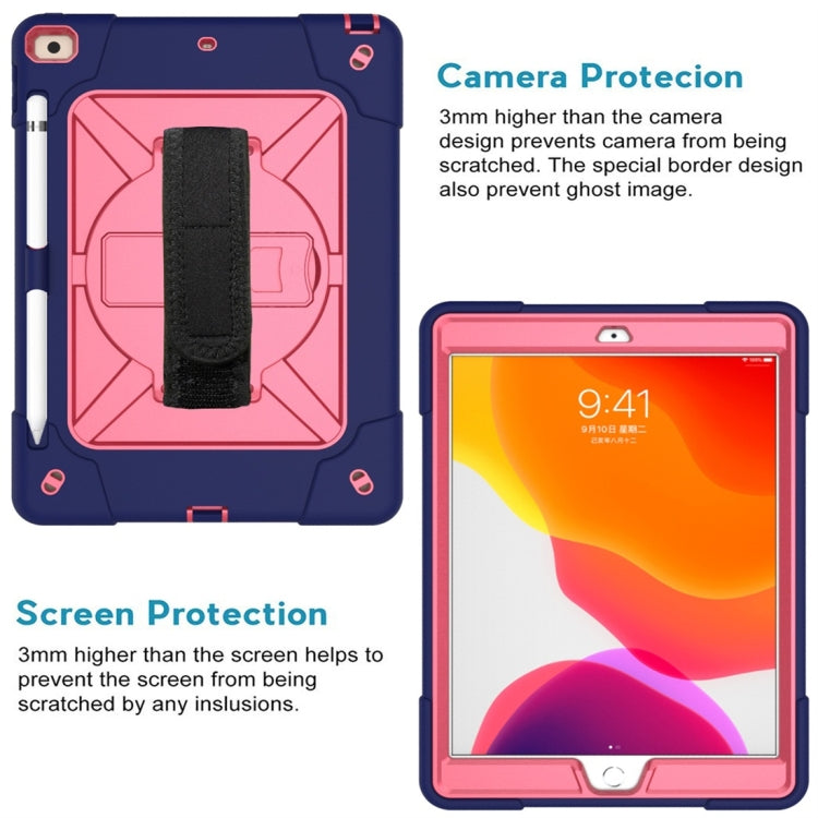 For iPad 10.2 Contrast Color Silicone + PC Combination Case with Holder(Navy Blue + Rose Red) - iPad 10.2 Cases by buy2fix | Online Shopping UK | buy2fix