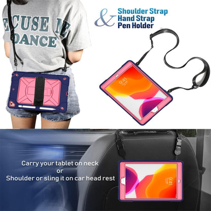 For iPad 10.2 Contrast Color Silicone + PC Combination Case with Holder(Navy Blue + Rose Red) - iPad 10.2 Cases by buy2fix | Online Shopping UK | buy2fix