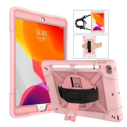 For iPad 10.2 Contrast Color Silicone + PC Combination Case with Holder(Rose Gold) - iPad 10.2 Cases by buy2fix | Online Shopping UK | buy2fix