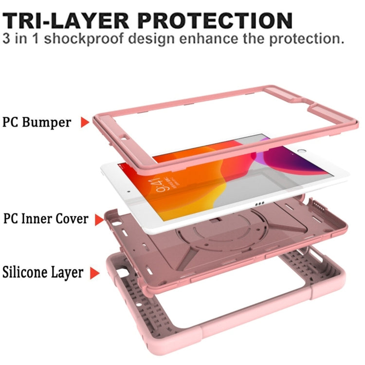 For iPad 10.2 Contrast Color Silicone + PC Combination Case with Holder(Rose Gold) - iPad 10.2 Cases by buy2fix | Online Shopping UK | buy2fix