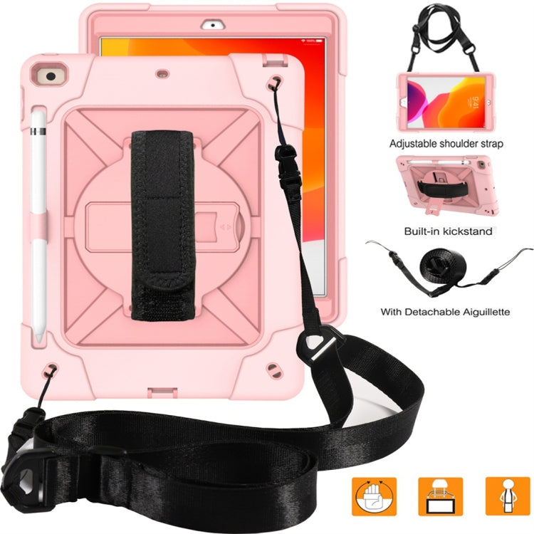 For iPad 10.2 Contrast Color Silicone + PC Combination Case with Holder(Rose Gold) - iPad 10.2 Cases by buy2fix | Online Shopping UK | buy2fix