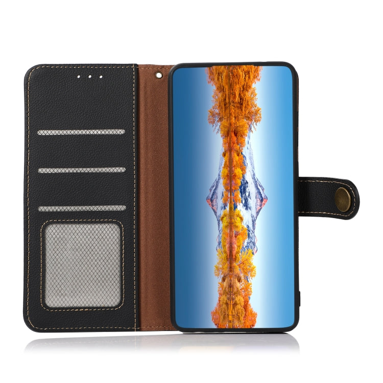 For Sony Xperia 1 IV KHAZNEH Custer Genuine Leather RFID Phone Case(Black) - Sony Cases by buy2fix | Online Shopping UK | buy2fix